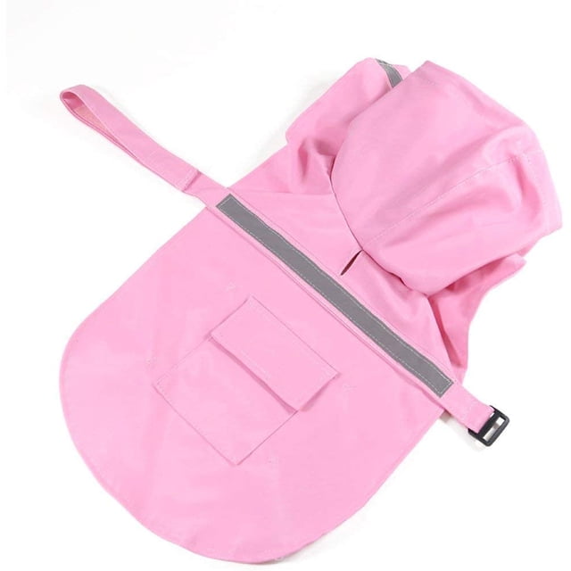 Impermeable ajustable con capucha para perros, impermeable reflectante con capucha para perros, chaqueta impermeable para perros (rosa, XL)