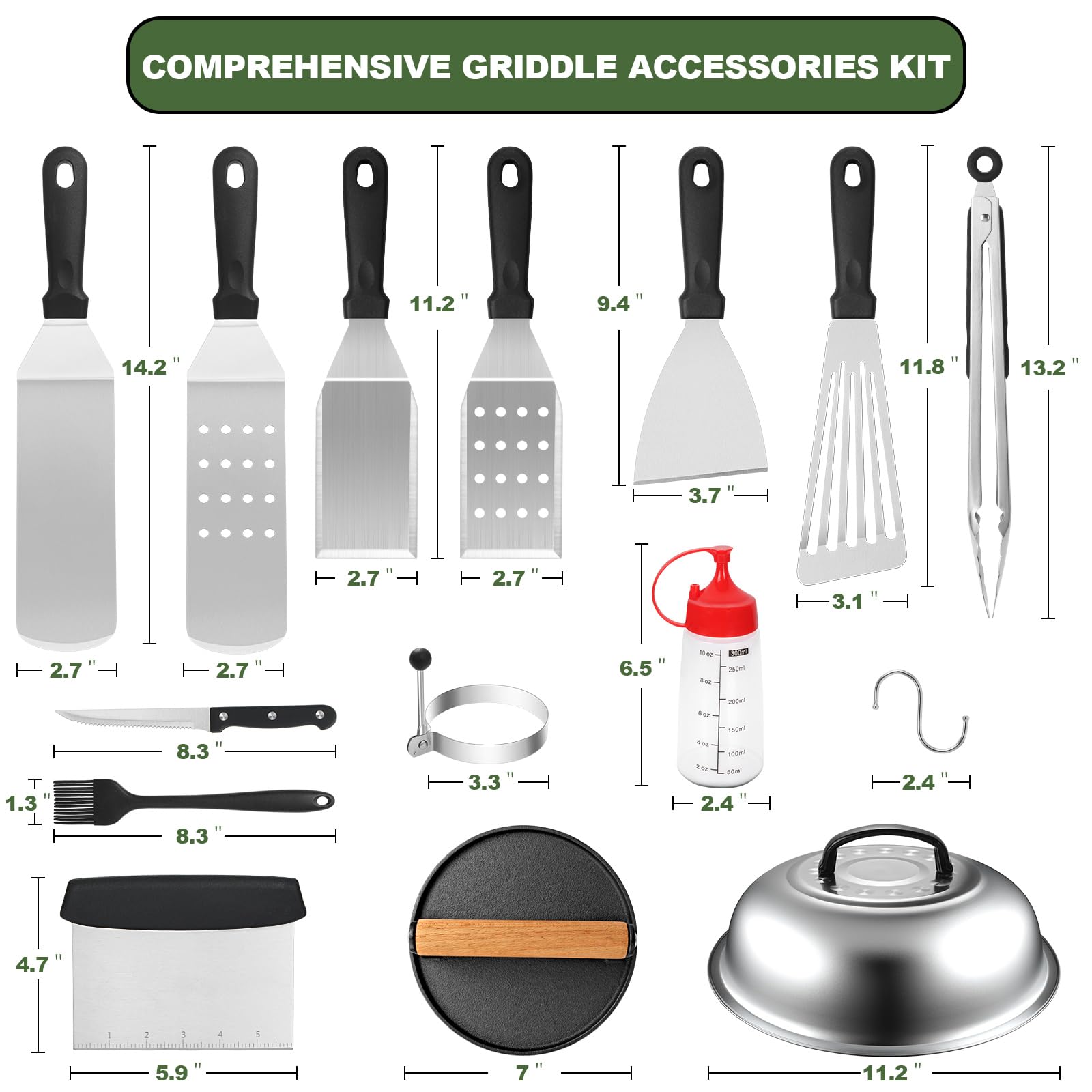 Mibote 30-Piece Stainless Steel Griddle Tool Kit with Storage Bag photo 4