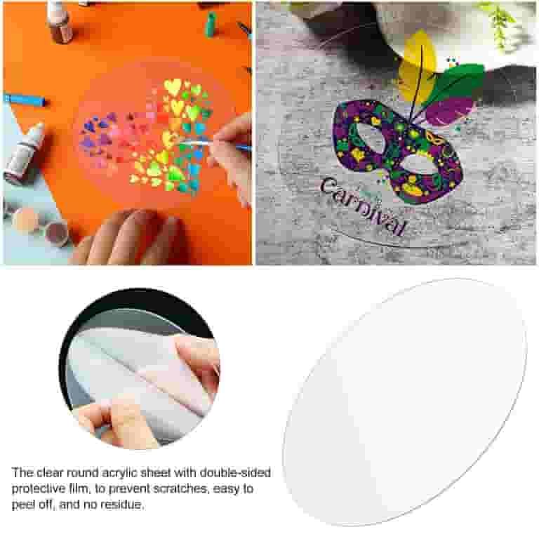 2 Pieces 1/4" Round Plexiglass Sheet, 6 Inch Diameter Clear Acrylic Circle, Round Cake Disk