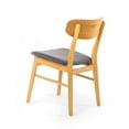 thumbnail image 3 of Benjara Dining Chair Set of 2, Gray Padded Seat, Natural Brown Splayed Legs, 3 of 5