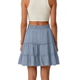 thumbnail image 5 of Women's Bohemian Skirt with Built-in Shorts, Tiered Ruffle Flowy Mini Skirt, Casual Beach Skirt for Vacation, Summer and Festival,Light Blue,M, 5 of 6
