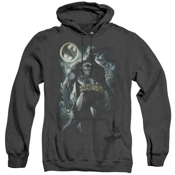 Batman The Knight Adult Heather Hoodie Sweatshirt Black