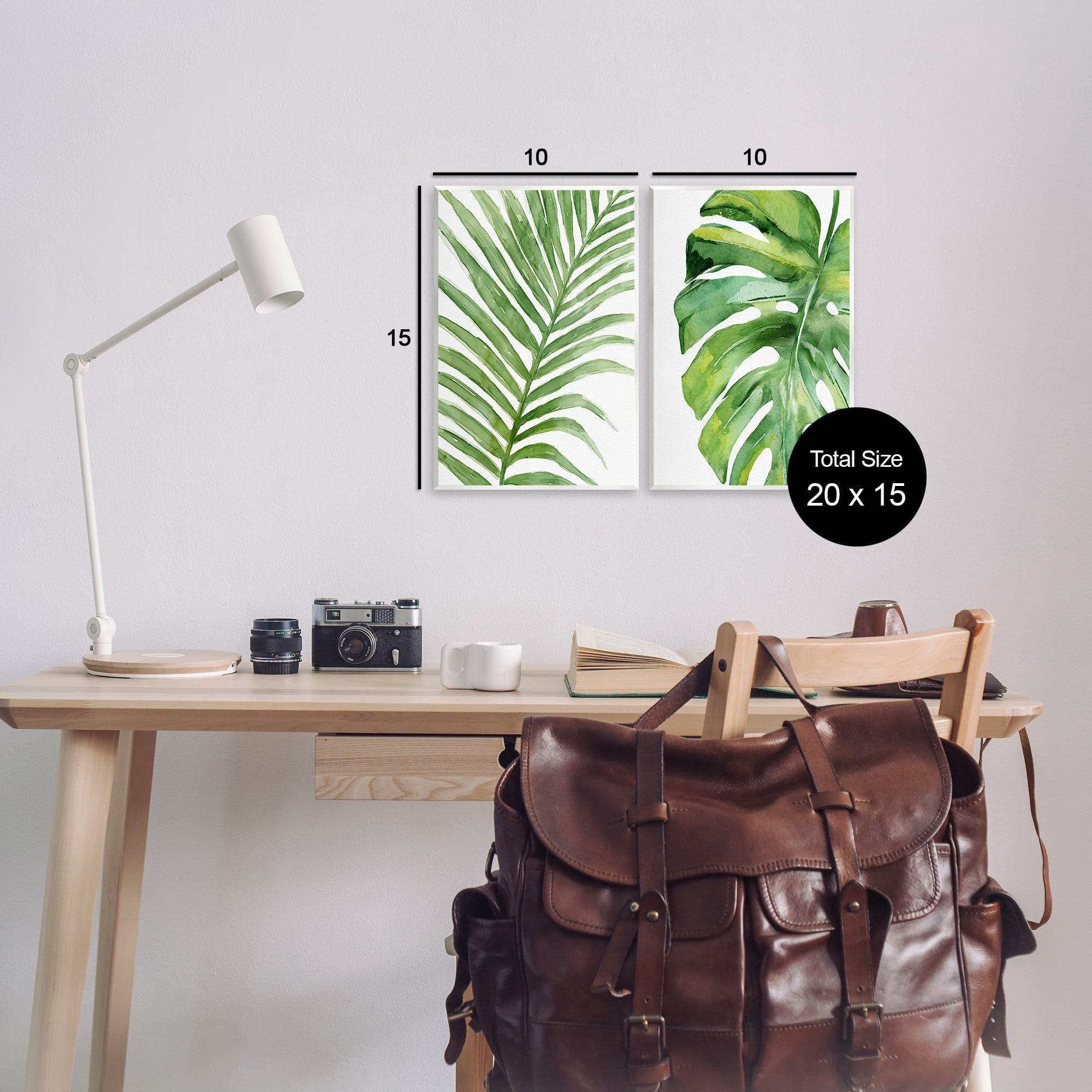 Stupell Industries Tropical Green Palms Minimal White Background Designed by Carson Lyons