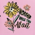 thumbnail image 6 of Wild Bobby Worship While You Wait Sunflower Pink and Yellow Inspirational/Christian Women Graphic Tee, Light Pink, Large, 6 of 6