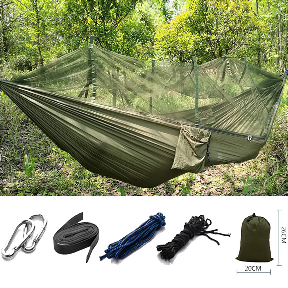 Tree Straps & Carabiners for Outdoor Hiking Camping TOPCHANCES Upgrade Hammock with Mosquito Net Backyard Beach Double Person Nylon Camping Hammocks with Net