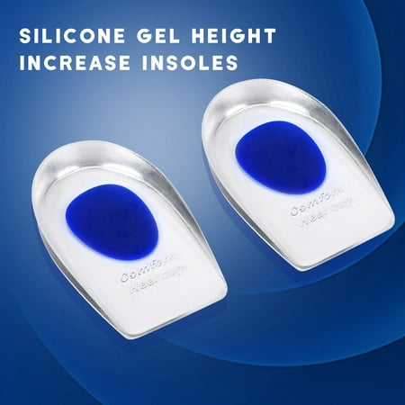Yosoo Silicone Gel Insoles Height Increase Foot Orthotic Arch Support Heel Pads Blue, Heel Lift Insert Shoes Pad,Height Increase
