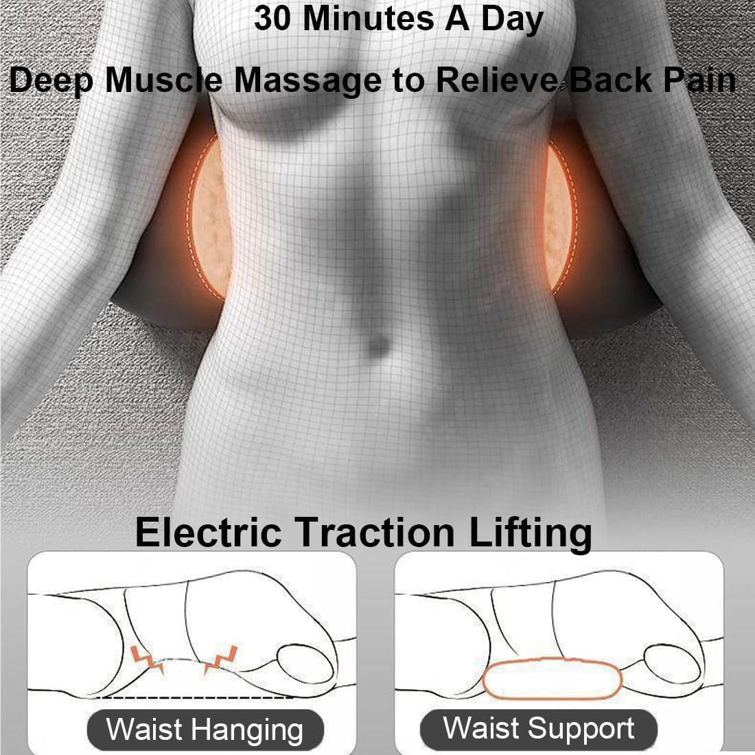 KANOHENO Triple Fusion Back Massager with Traction, Vibration & Heat, Relieves Tension and Muscle Pain – Deep Tissue Relaxation for Back, Neck, Shoulders & Legs