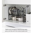 thumbnail image 2 of Yamazaki Home Adjustable Pots and Pans Organizer, Black, Steel, Supports 17.6 pounds, 2 of 7