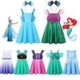 thumbnail image 2 of Disney Frozen Elsa Anna vestido niñas Cosplay princesa Jasmine Rapunzel sirena Ariel Cenicienta disfraz chico verano Casual ropa 7-8T (etiqueta 140) Gao Jinjia LED, 2 of 2