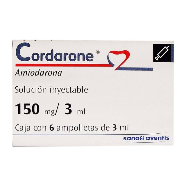 Cordarone 150 mg/3 ml solución inyectable 6 ampolletas de 3 ml