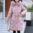 thumbnail image 5 of IROINNID Women's Parka Coat Long Sleeve Solid Color Hoodie Outwear, Casual Glossy Long Cotton-Padded Coat, 5 of 5