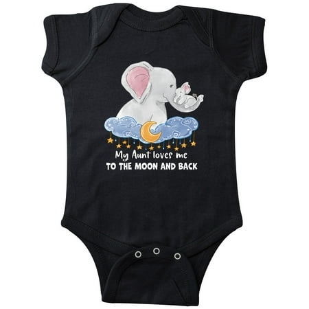 

Inktastic My Aunt Loves me to the Moon and Back Elephant Family Gift Baby Boy or Baby Girl Bodysuit