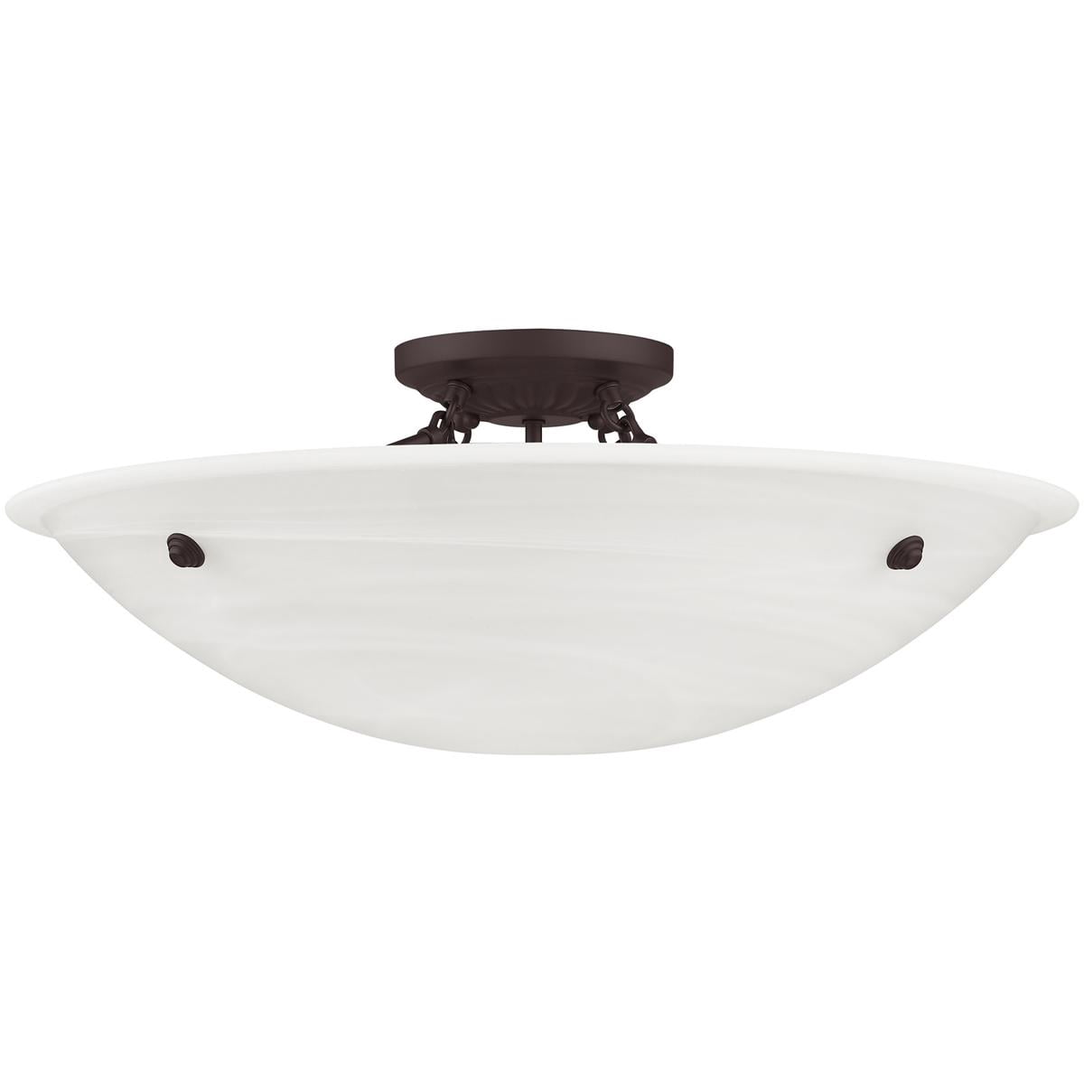 4 Light Bronze Ceiling Light fixture with White Alabaster Glass Shade