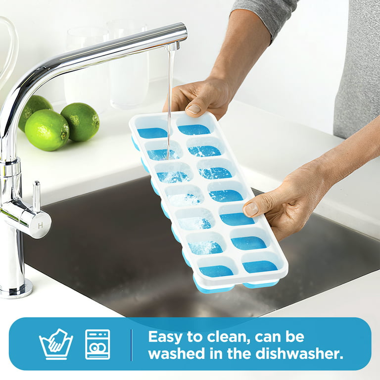 Ice Cube Trays 4 Pack, Easy Removable Silicone and 14 Lce Cube