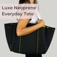 thumbnail image 2 of Bolso de mano POPUPS de neopreno grande para mujer, negro y amarillo con puntos, 2 of 9