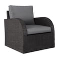 thumbnail image 4 of CorLiving Brisbane Rust-Resistant Outdoor Resin Wicker and Steel Patio Arm Chair with Cushions, Charcoal Grey/Light Grey, 4 of 9