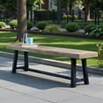 thumbnail image 2 of Tcbosik Outdoor Backless Bench, Wood Seat for Patio, Garden, Porch, Backyard, Grey & Black, 2 of 9