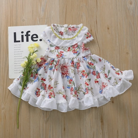 

One opening Toddler Kid Baby Girl Floral Dress Short Sleeve Tulle Tutu Princess Dress Outfit