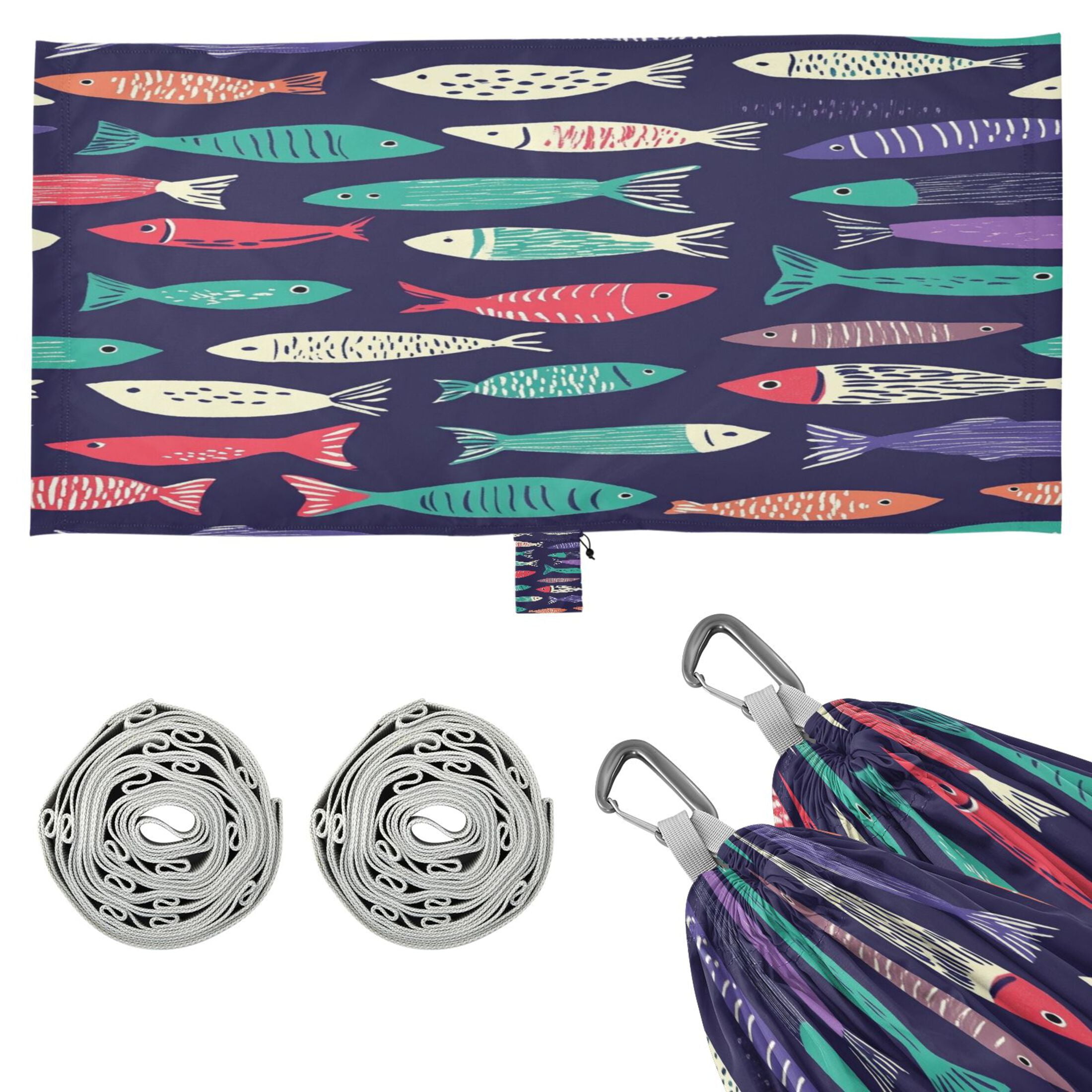 Hammock Camping Hammock Nylon Portable Hammock Travel Camping Hammock Colorful Cartoon Fish Pattern