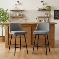 Homy Casa 26" Counter Height Bar Stools Set of 2, Upholstered Kitchen Island Chairs