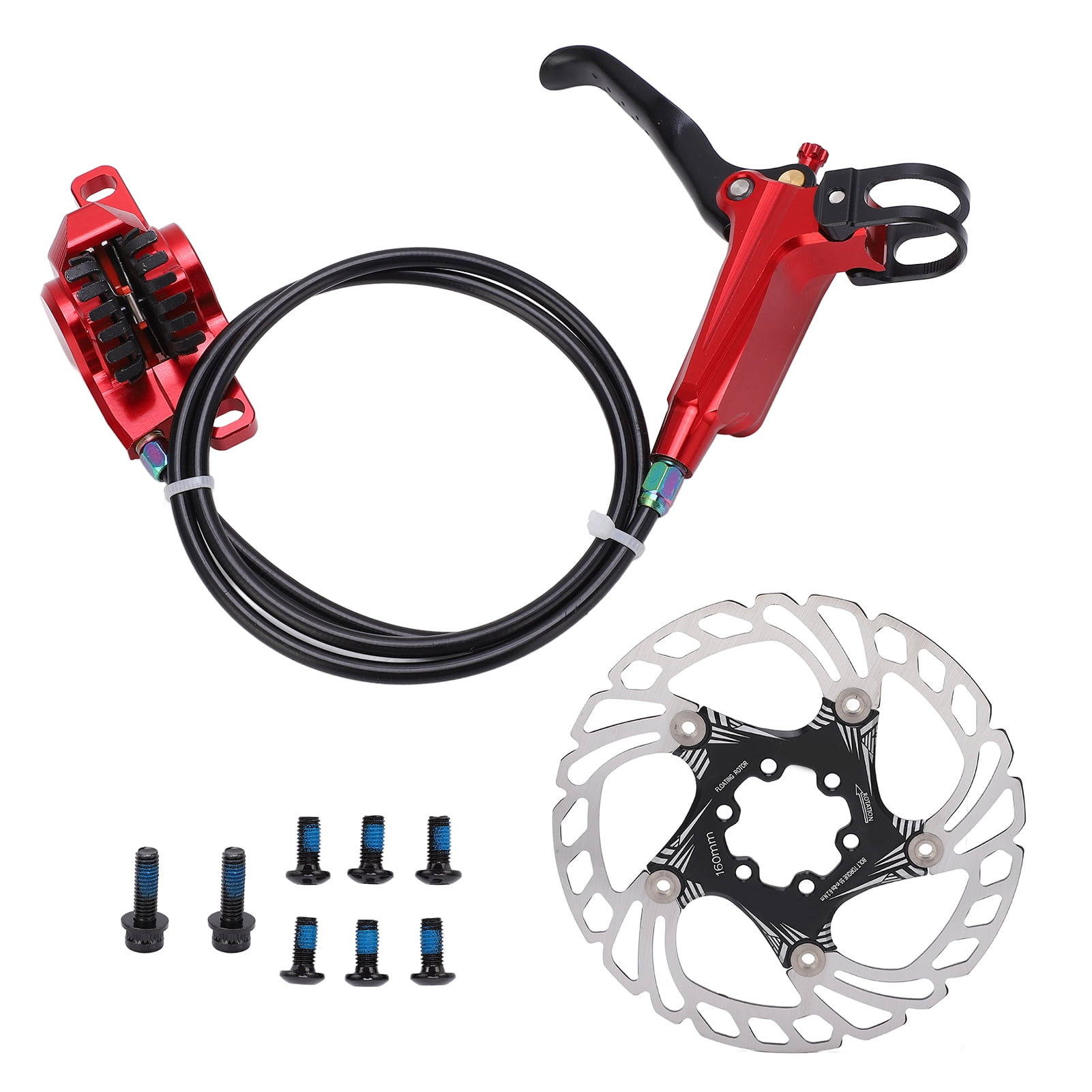 Farbetter Fahrrad-Scheibenbremsen-Set – 2 Bremssättel, 160 Mm Rotoren, Mechanisch, Für MTB & Rennrad (Rot)