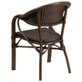 thumbnail image 6 of BizChair 3 Pk. Dark Brown Rattan Restaurant Patio Chair with Red Bamboo-Aluminum Frame, 6 of 9