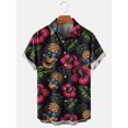 thumbnail image 3 of Camisas de moda con estampado floral de calaveras para hombre, divertidas camisetas de manga corta con estampado de calaveras en 3D, camisas hawaianas con solapa estampada para hombre, 3 of 5