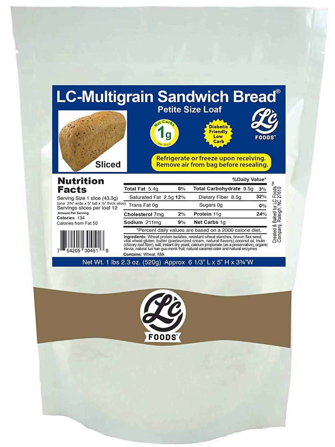 Low Carb Multigrain Bread | No Sugar | Diabetic Friendly | for Toast, Sandwiches & Snacks (12 Slice)