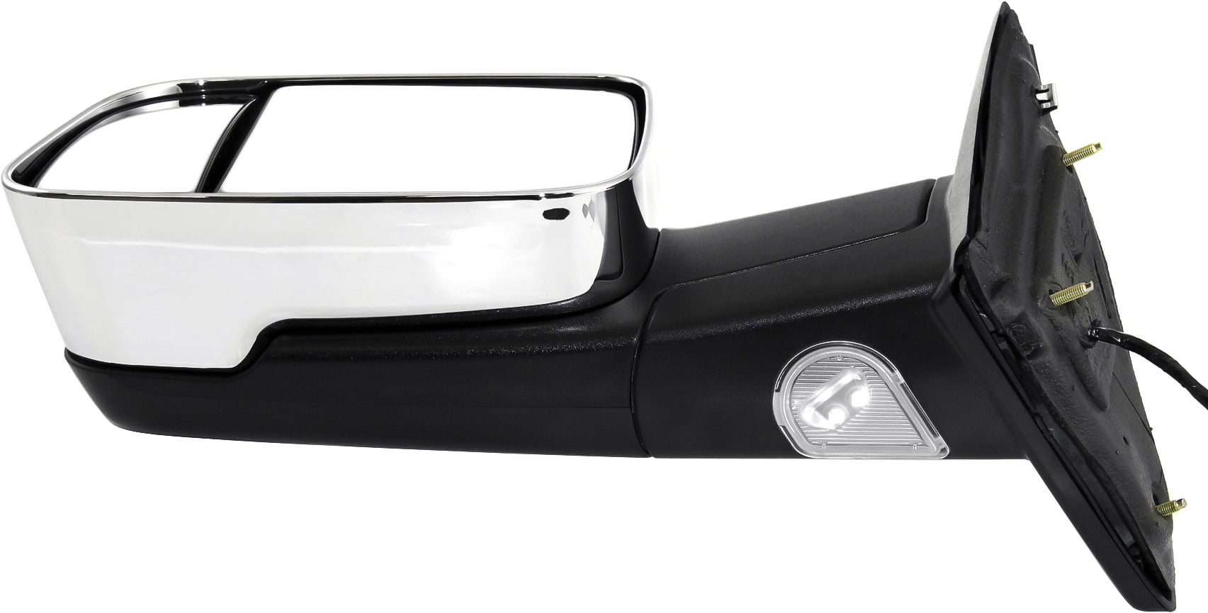 Towing Mirror Compatible With 2011-2012 Ram 1500 2010 Dodge 3500 Left Driver Side Heated w/ Blind Spot Corner Glass In-housing Signal Light Chrome Kool-Vue