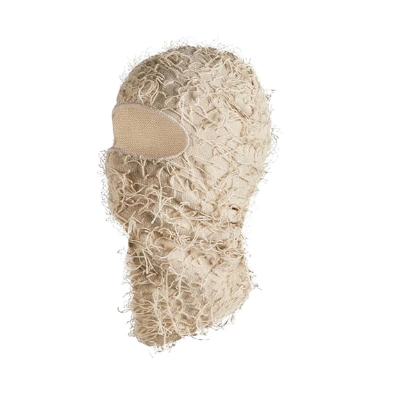 Xfvqtps Balaclava Face Mask for Men Distressed Ski Outdoor Sports Windproof Balaclava Cap Solid Color Full Face Mask Stretch Soft Winter Insulated Neck Protection Hood Beige