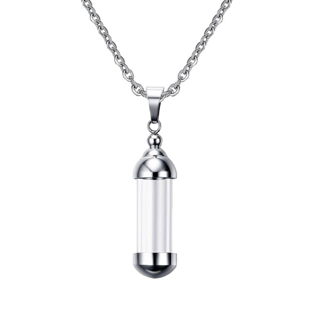 Cilindro de material acero Inoxidable Pteado, Colgante de cineraria cineraria cineraria de Ceniza de , Cadena de Cremación Conmemorativa, , Joyería
