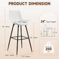 thumbnail image 2 of COOLHUT 24 Inch Dining Chairs Set of 2, Modern Kitchen & Dining Room Chairs, Upholstered Faux Leather Dining Chair, Armless Dinner Side Chairs with Sturdy Metal Legs, White, 2 of 8
