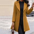 thumbnail image 3 of Tiqkatyck Trench Coat Clearance Women Clothing Women Fashion Long Sleeve Woolen Tops Lapel Solid Color Long Jacket Coat winter coat Gold Gold S, 3 of 7