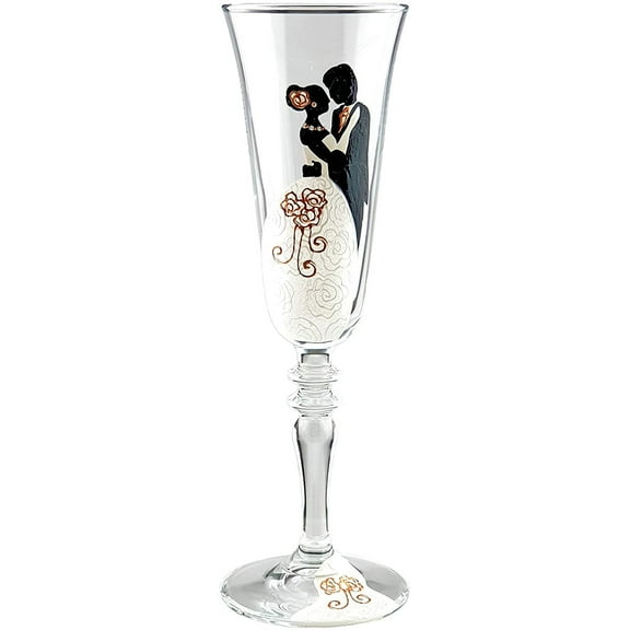 Victoria Bella 440283-2-W, 6 Oz Champagne Glasses, 9" High 'Wedding' Glass Flutes, Set of 2