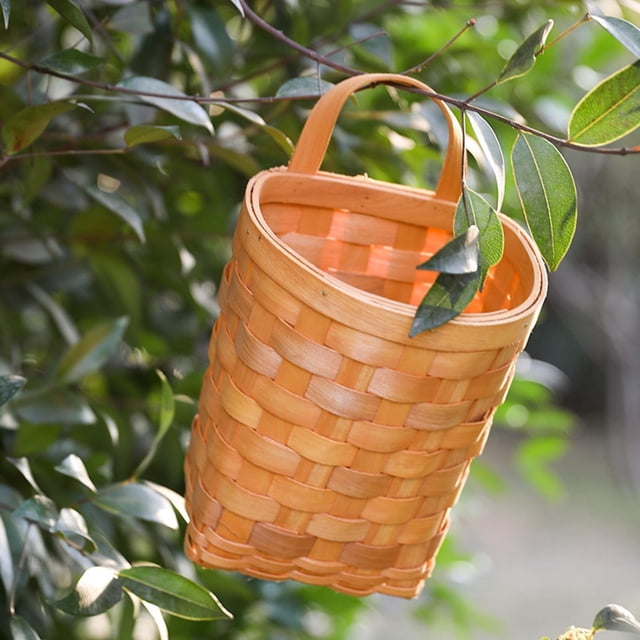 Woven Wicker Wall Storage for Kitchen Organizing Portable Hanging Fruit Vegetable Holder Farmhouse Garden