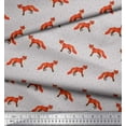thumbnail image 2 of Soimoi Gray Cotton Jersey Fabric Fox Animal Print Fabric by the Yard 58 Inch Wide, 2 of 3