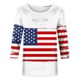thumbnail image 4 of Pntutb Grande Taille Liquidation! T-Shirt Imprimé de la Fête de l'Indépendance pour Femmes Blouse à Manches 3/4 Col Rond Hauts Décontractés, 4 of 4