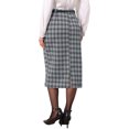 thumbnail image 3 of INSPIRE CHIC Women's Plaid Pencil Skirt High Waisted Tartan Business Office Knee Length Skirts S Black White, 3 of 5