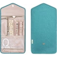 thumbnail image 3 of Organizador de joyas de viaje, caja de joyería plegable para anillos de viaje, collares, pulseras, pendientes, cian, 3 of 5