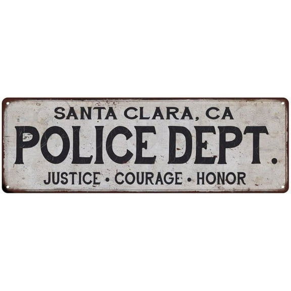 SANTA CLARA, CA POLICE DEPT. Home Decor Metal Sign Gift 8x24 108240012208