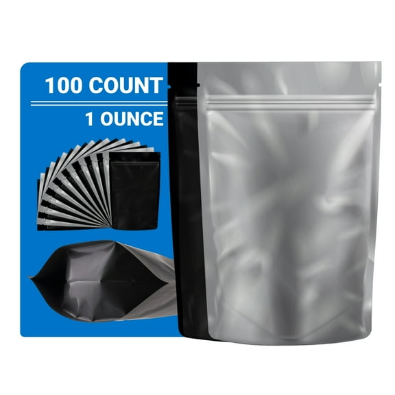 Loud Lock Mylar Bags 100 Count 9"x6 Black/Clear - Flex Packaging - Mylar Bags For Food Storage - Resealable Bags