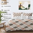 thumbnail image 3 of 3 Piece Ombre Brown Geometric Plaid Retro Abstract Morocco Gingham Duvet Cover Set Queen Size,Microfiber Comforter/Quilt Cover with Corner Ties and 2 Pillowcases,Soft Bedding with Zipper Closure, 3 of 8