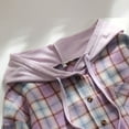 thumbnail image 3 of Fanxing Savings Womens Flannel Shirts Plaid Hoodie Jacket Long Sleeve Button Down Hooded Drawstring Shacket Blouse Tops Casual Boyfriend Shirt with Pocket 2024 Clearance Deals Purple S, 3 of 8
