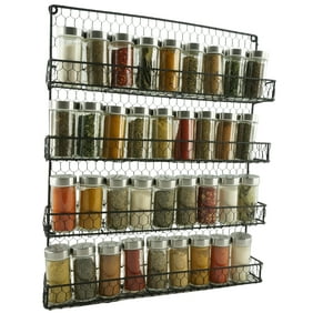 Black 4 Tier Country Metal Chicken Wire Spice Rack From 1790 Cabinet Wall Or Pantry Mount This Rustic Hanging Organizer Is Tiered For Maximum
