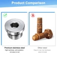 thumbnail image 4 of Paquete de 4 tapones de ajuste de tubo con cabeza hexagonal interna, 1/2 NPT, tapón de socket de acero inoxidable 304 con anillo de sellado, 4 of 6