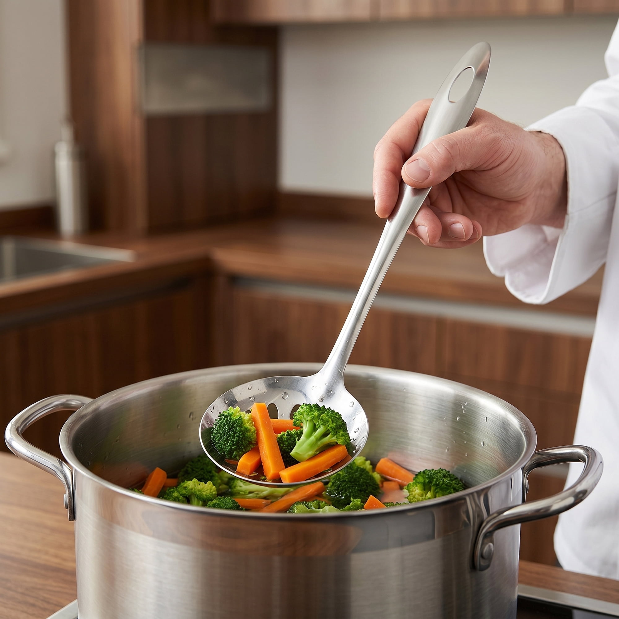 Unique Bargains Stainless Steel Spoon Safe for Non Stick Cookware Slotted spoon 10.6"x2.8"