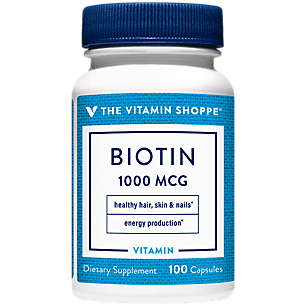 The Vitamin Shoppe Biotin 1MG, Nutrient Metabolism Support for Healthy Vibrant Hair, Healthy Skin  Strong Nails (100 Capsules)