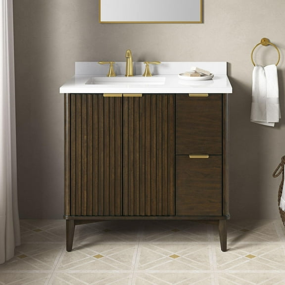 Miseno Mv-Berk36-15Vva Indy 36" Free Standing Single Basin Vanity Set - Dark Walnut /