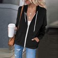 thumbnail image 6 of Fall Women Zip up Jacket Drawstring Hooded Sweatshirt Outerwear Long Sleeve Sportswear with Pockets S-XXL, 6 of 6