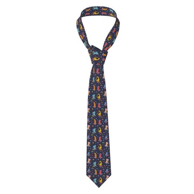 Fotbe Cartoon Dinosaur Corbata Clásica para Hombre con Estampado – Corbata de Seda Jacquard Tejida, para Negocios, Bodas y Eventos Formales